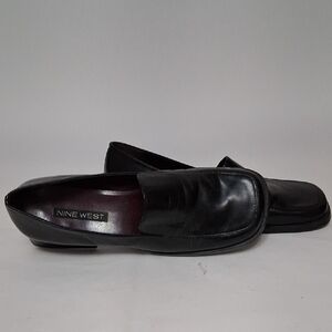 Nine West Black Leather Slip-On Loafers
